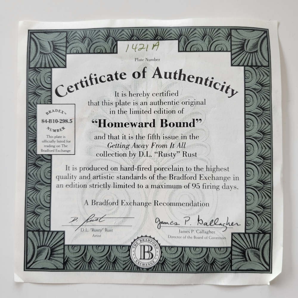 The Bradford Exchange | Homeward Bound by Don Rust Plate 1996 - Picture 4 of 5